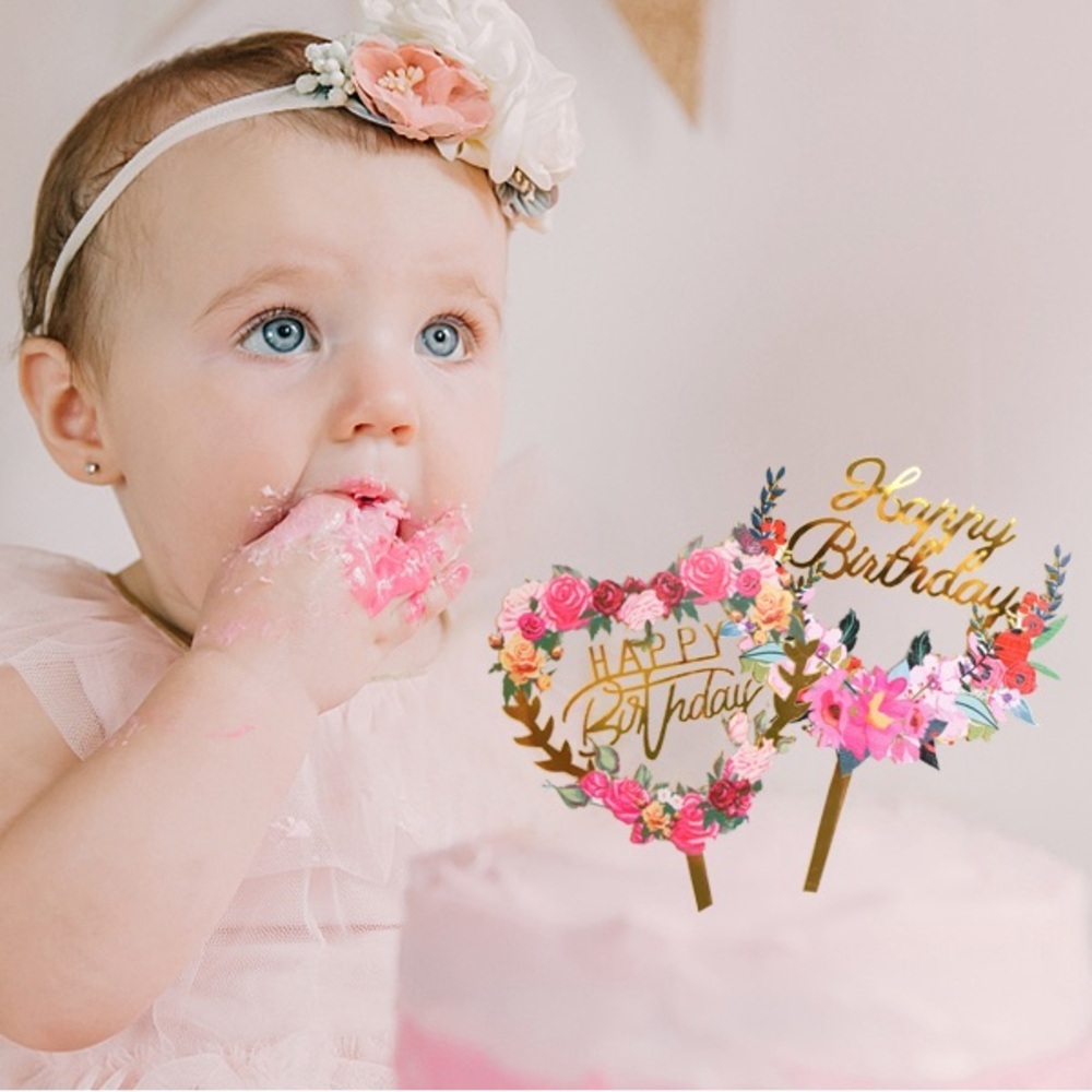 Acrylic Happy Birthday Cake Toppers, 4 Pack - Picture 4 of 10